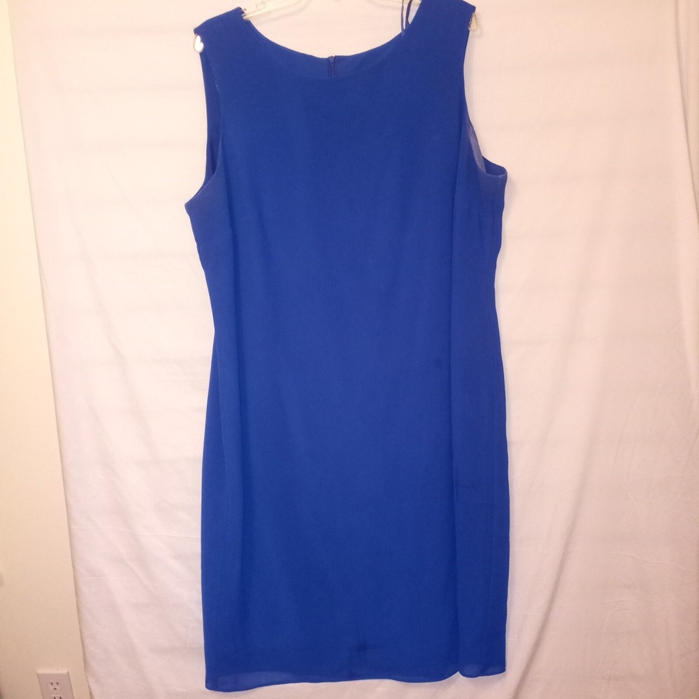 Studio I 20W Sleeveless Dress Long Sheer Jacket Embroidered Blue - Picture 9 of 15